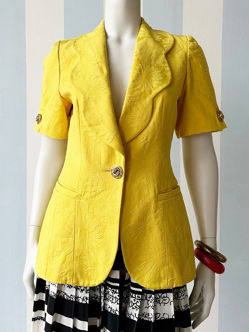 Knalgeel jacquard jasje