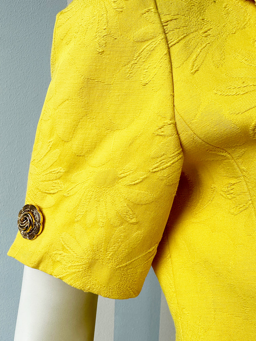 Knalgeel jacquard jasje