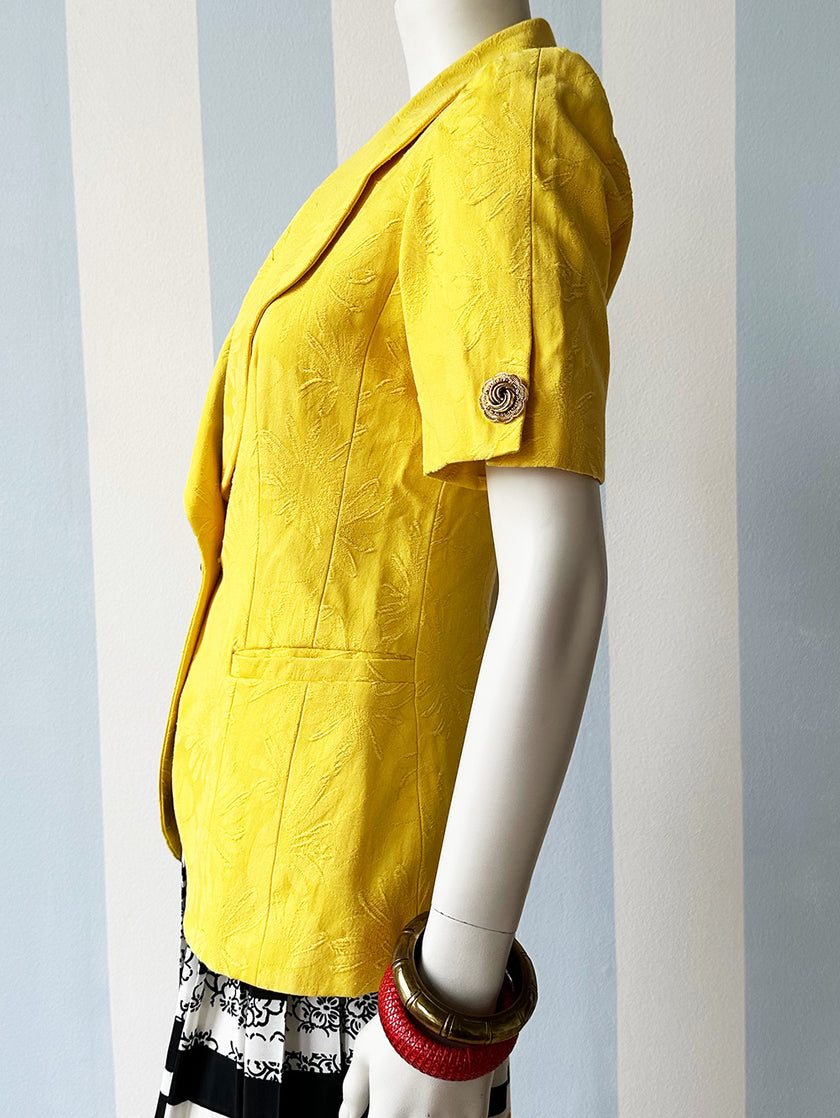 Knalgeel jacquard jasje