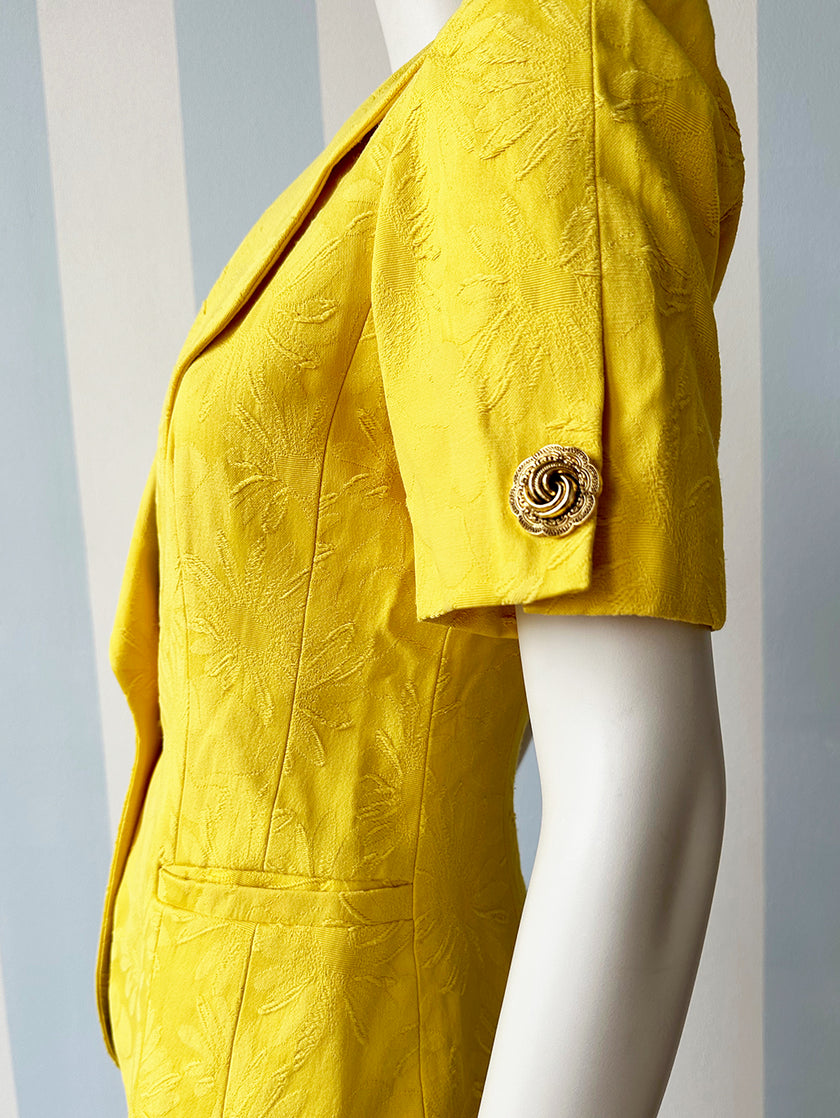 Knalgeel jacquard jasje