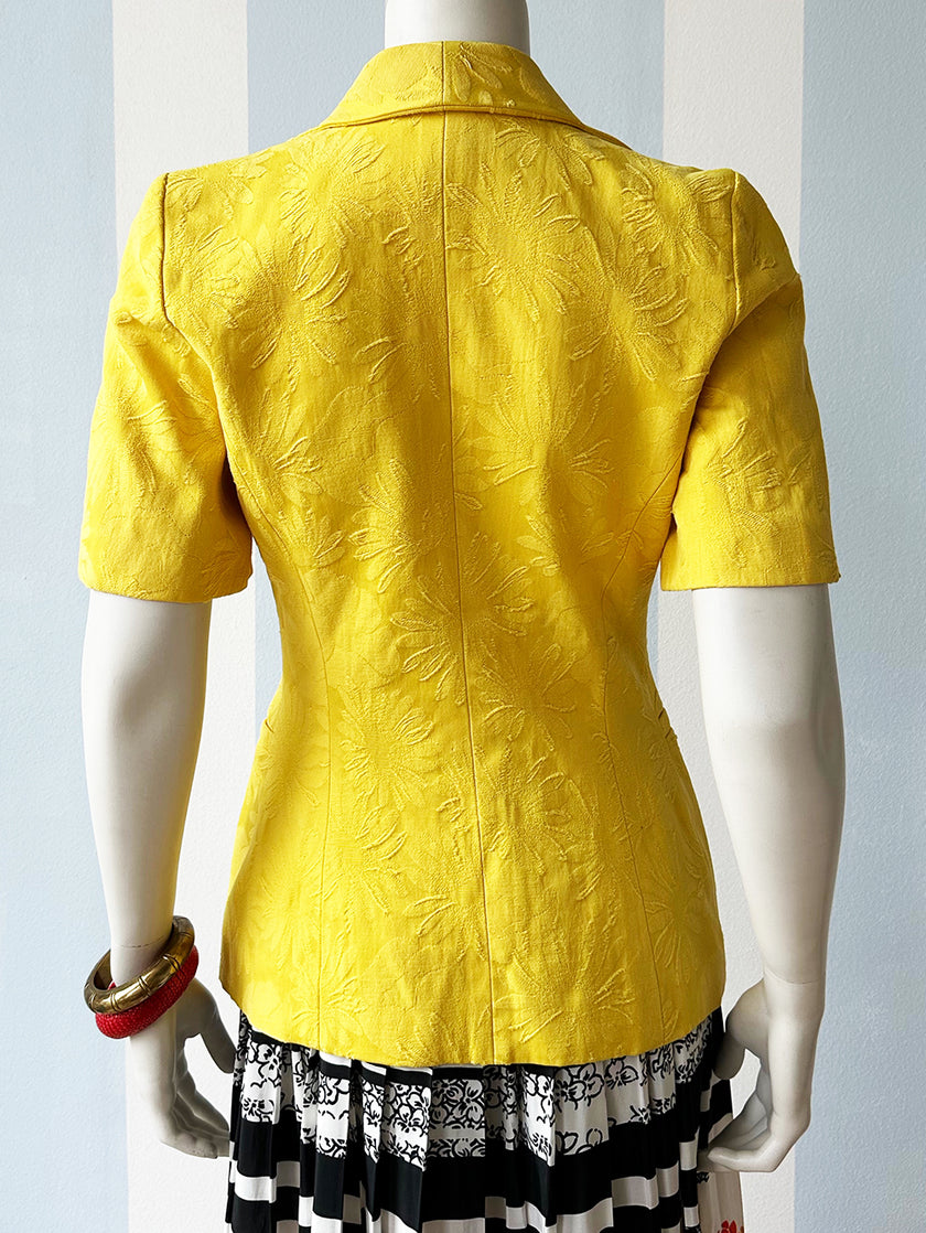 Knalgeel jacquard jasje