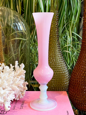 Roze & witte opaline vaas