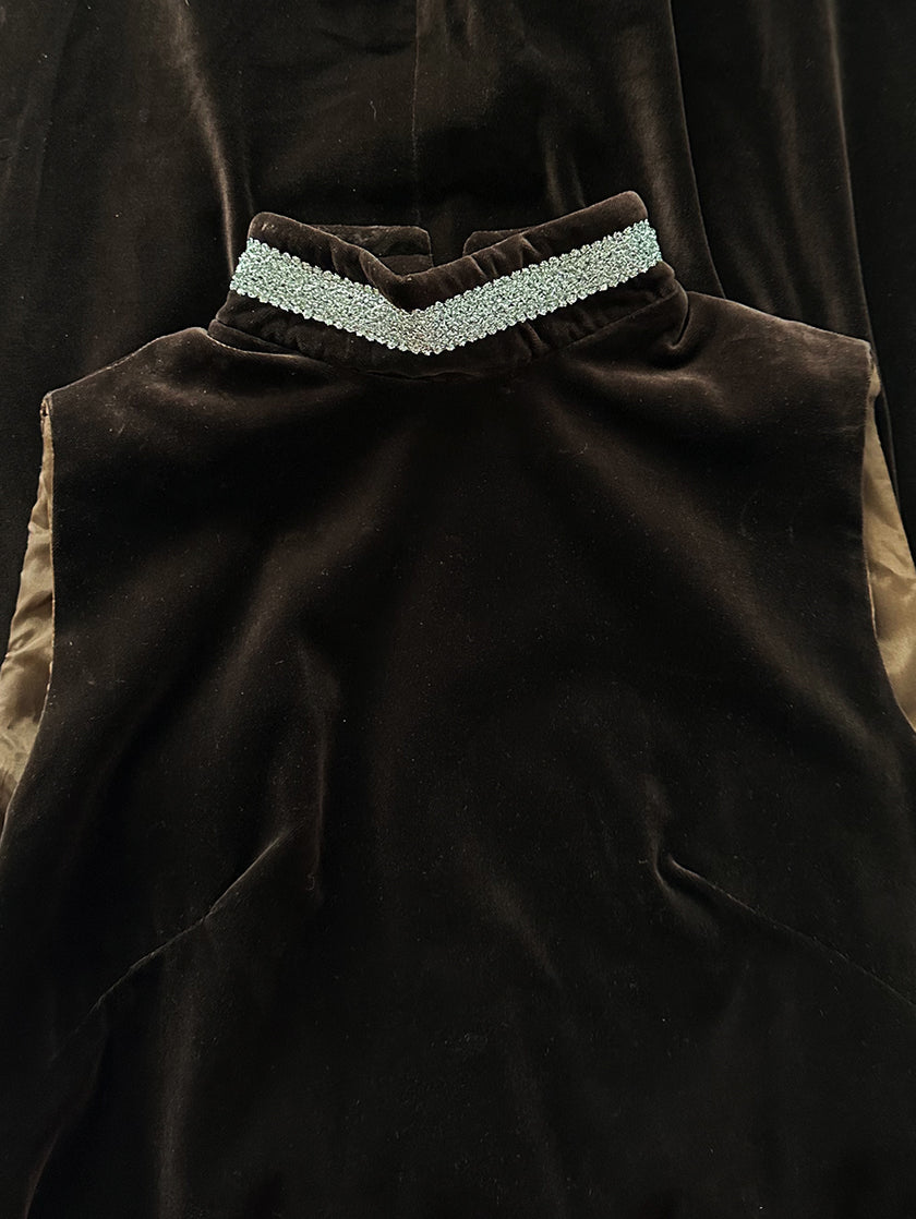 Bruine velours 70s maxijurk