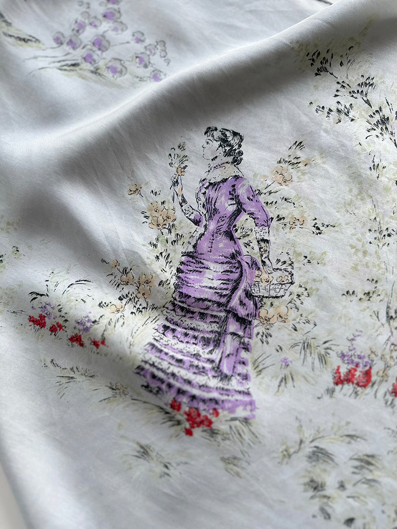 Zijden sjaal met victoriaanse dames