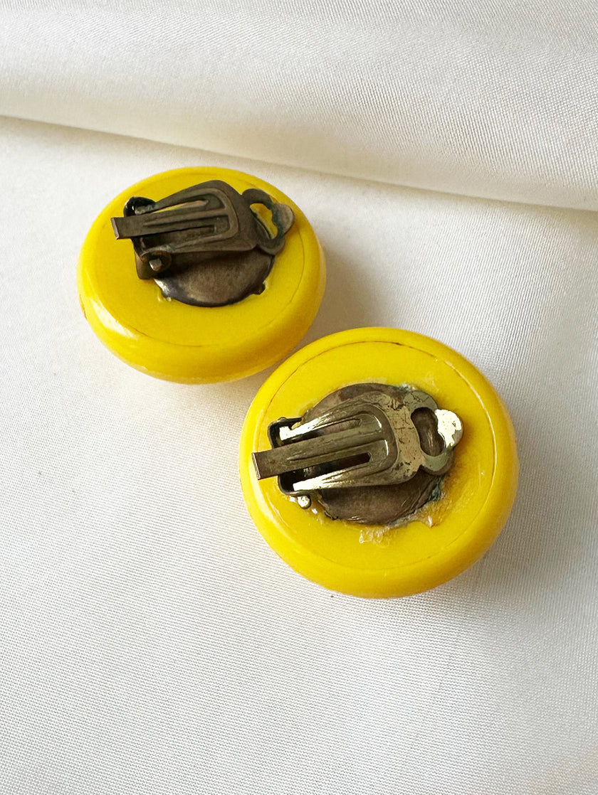 Knalgele clip oorbellen