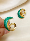 Goud/groene designer oorbellen