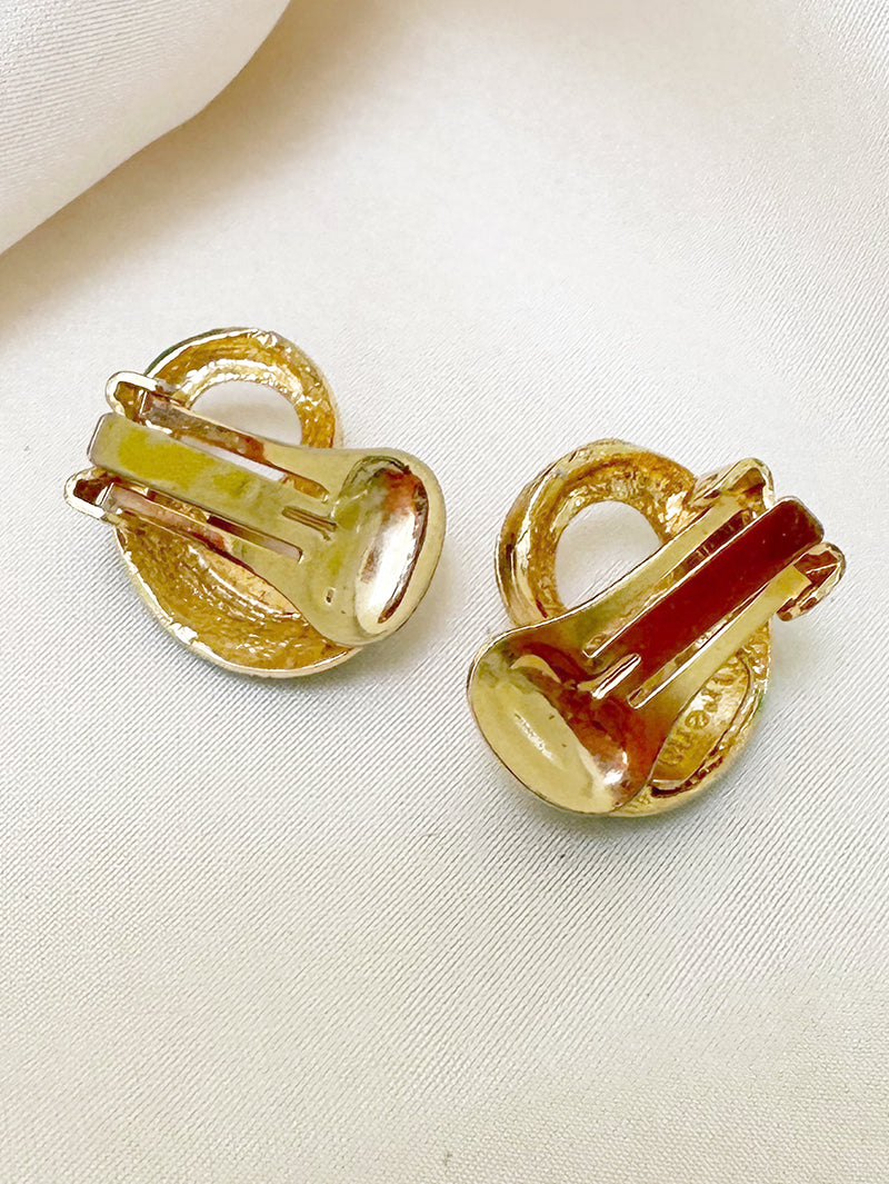 Goud/groene designer oorbellen