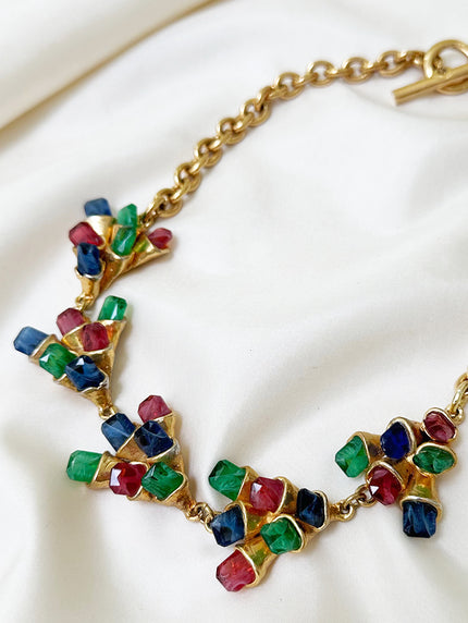 Vergulde designer collier met stenen