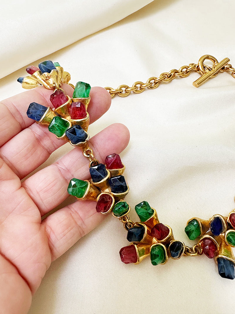 Vergulde designer collier met stenen