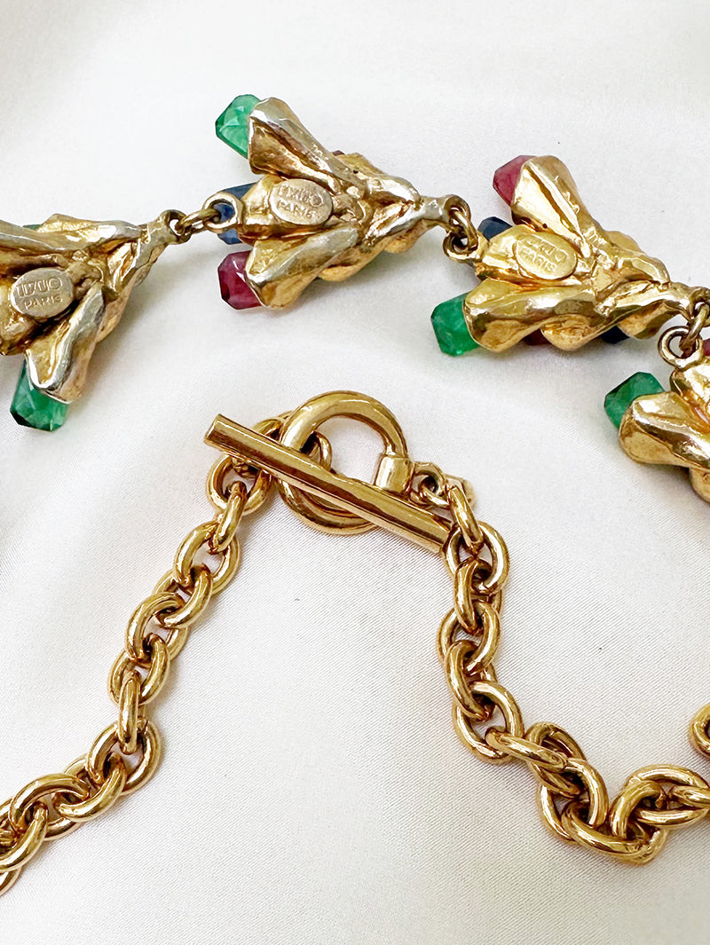 Vergulde designer collier met stenen