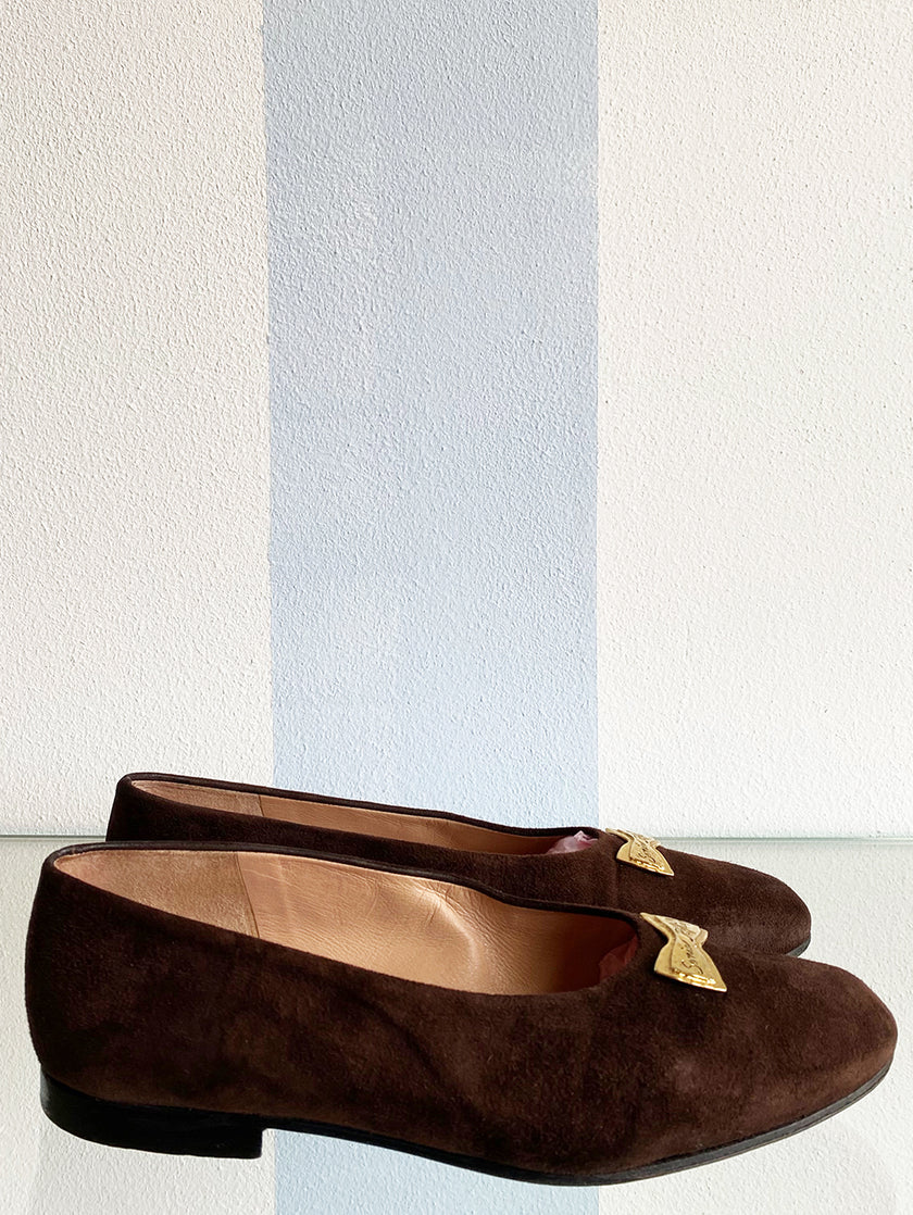 Bruine suede ballerina's | 36