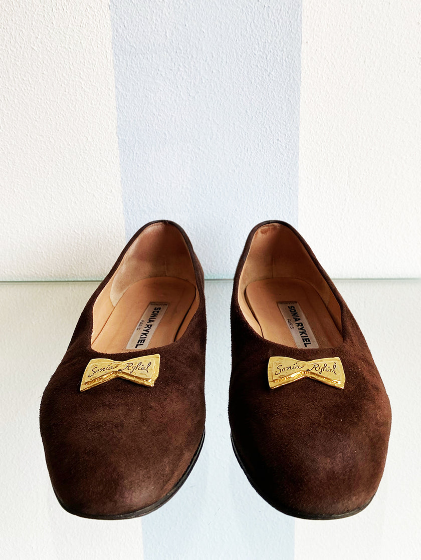 Bruine suede ballerina's | 36