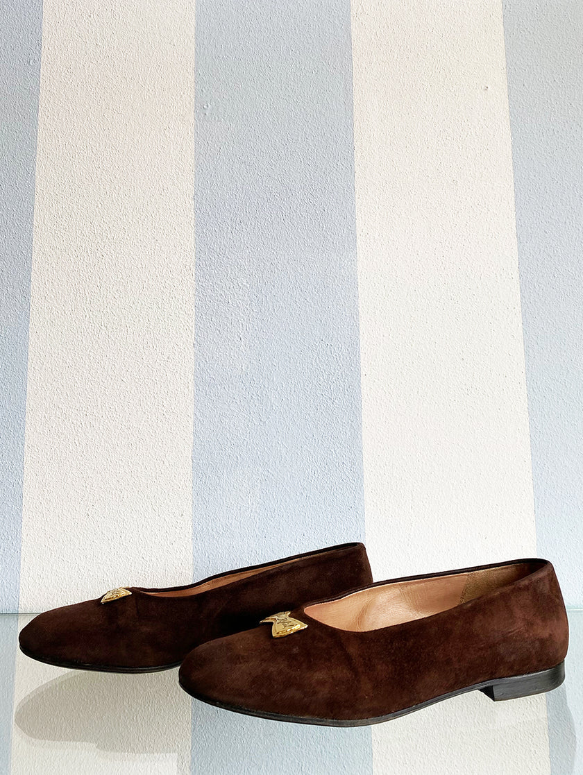 Bruine suede ballerina's | 36