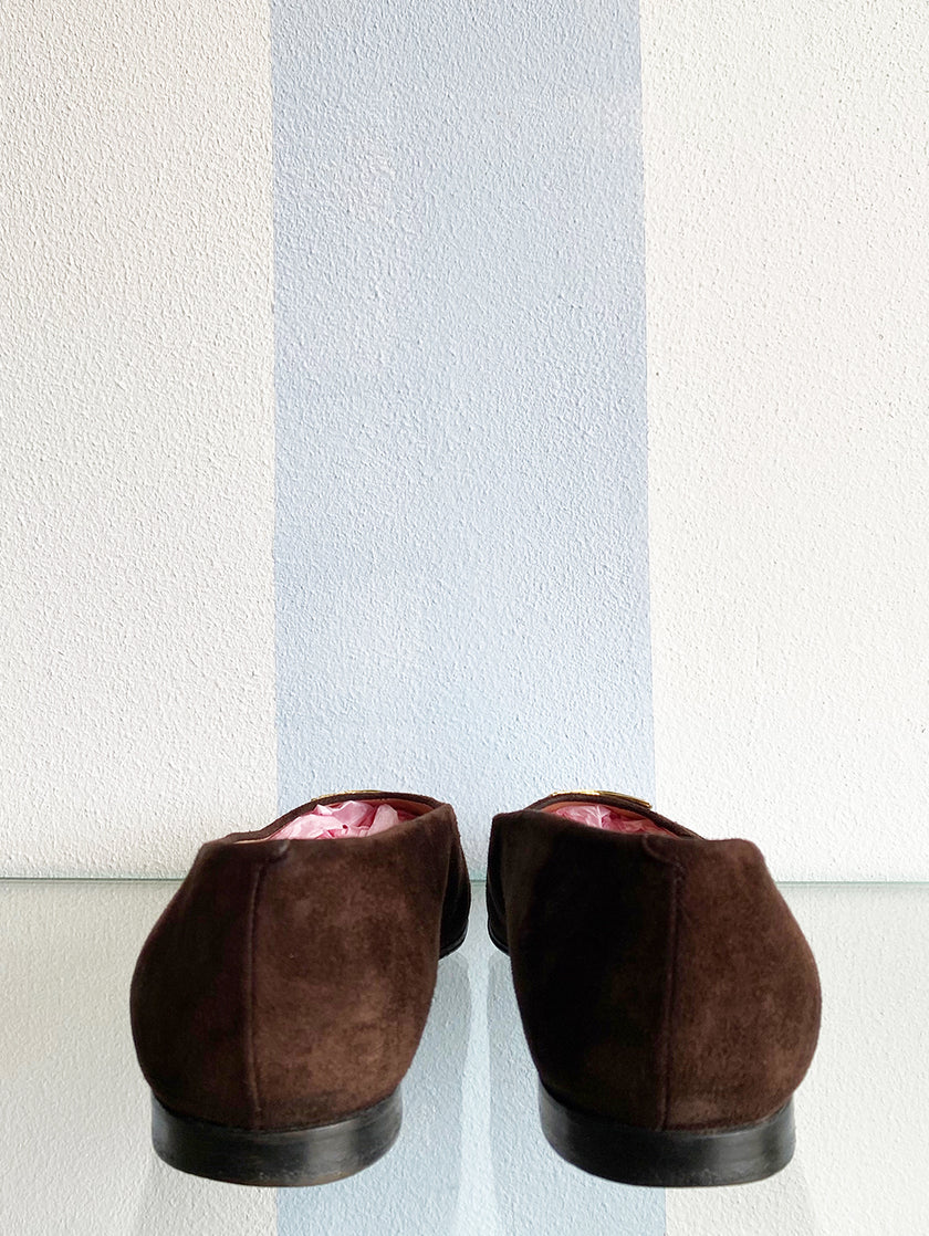 Bruine suede ballerina's | 36