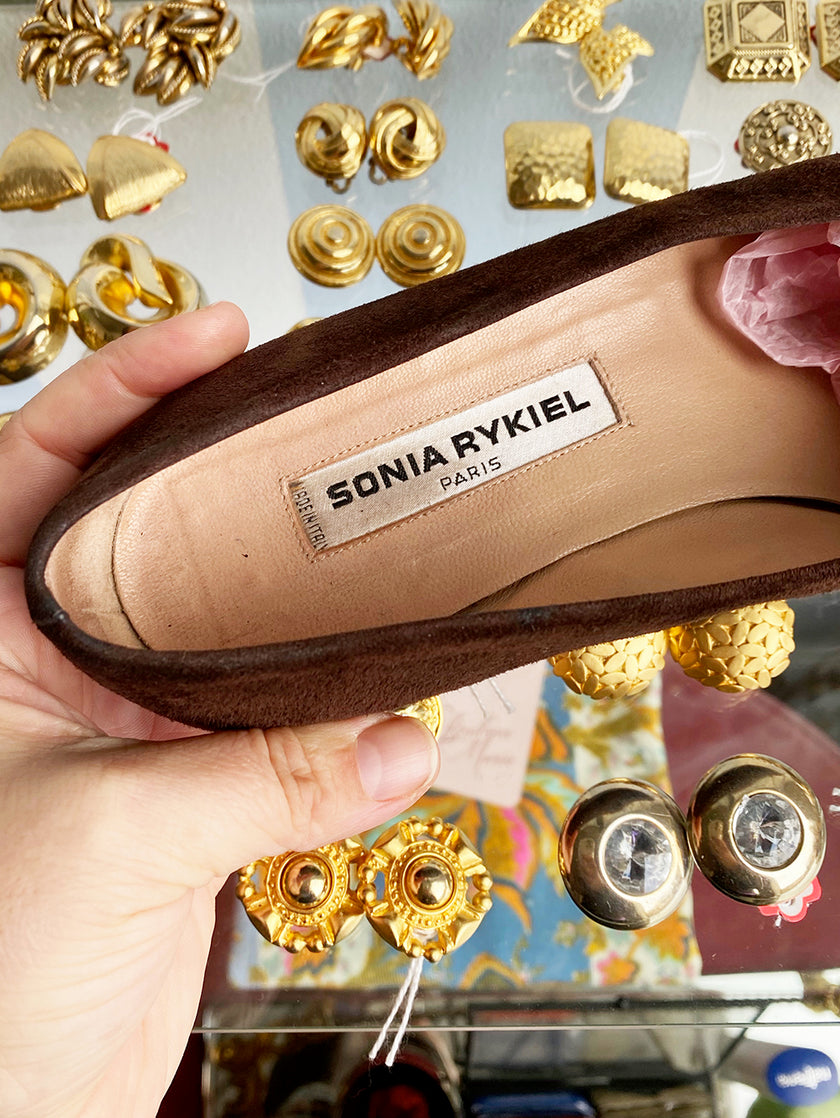 Bruine suede ballerina's | 36