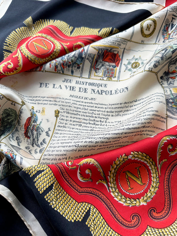 Zijden sjaal met Jeu Historique de la vie de Napoléon