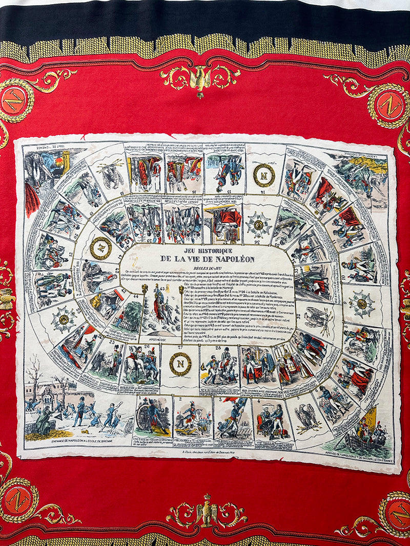 Zijden sjaal met Jeu Historique de la vie de Napoléon