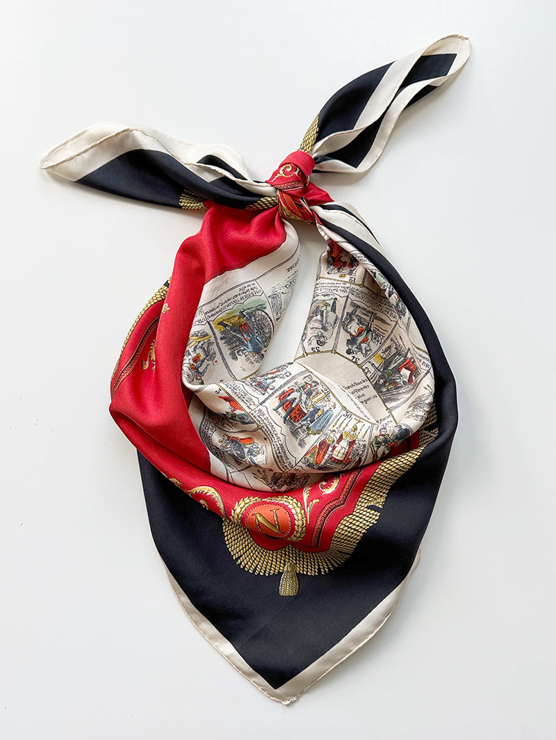 Zijden sjaal met Jeu Historique de la vie de Napoléon