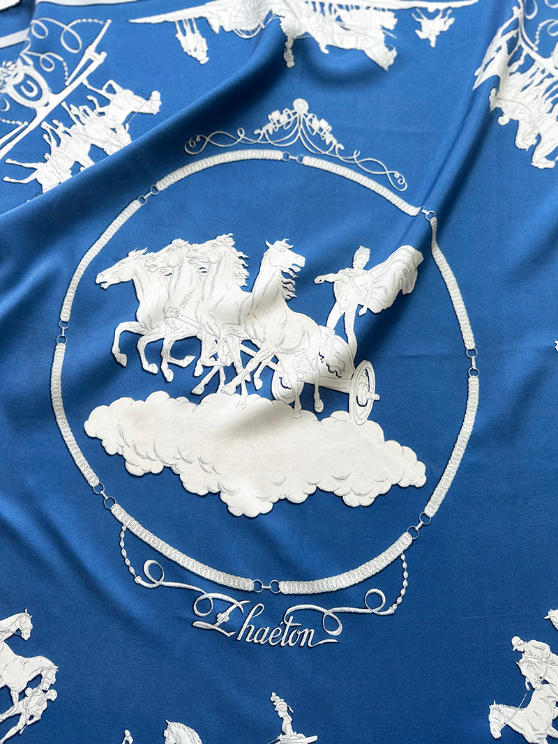 Blauwe zijden designersjaal Phaeton