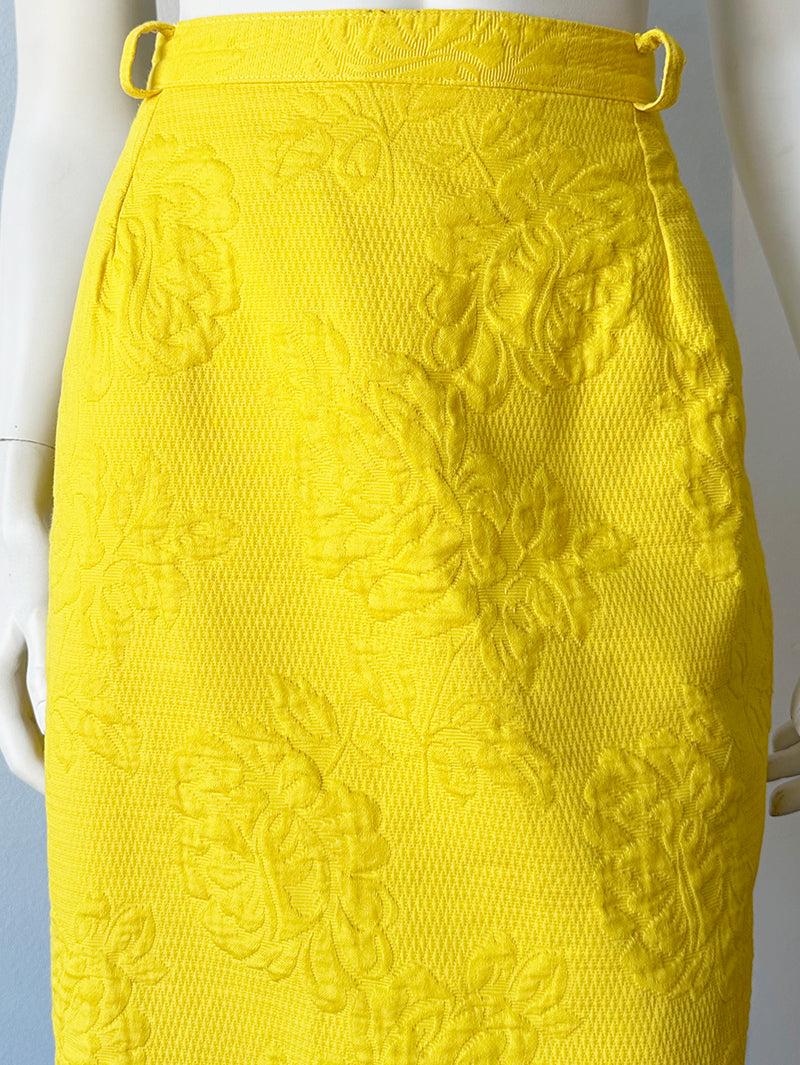 Gele jacquard kokerrok