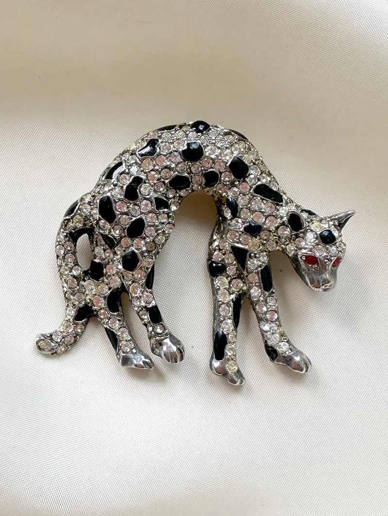 Luipaard broche met strass