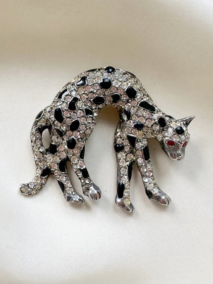 Luipaard broche met strass