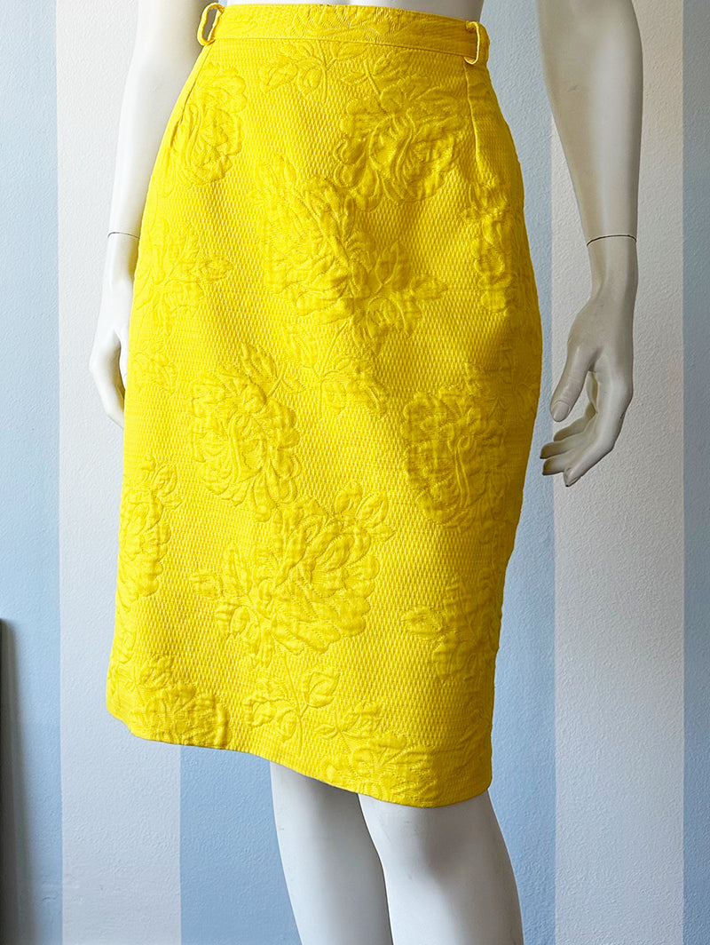 Gele jacquard kokerrok