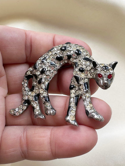 Luipaard broche met strass