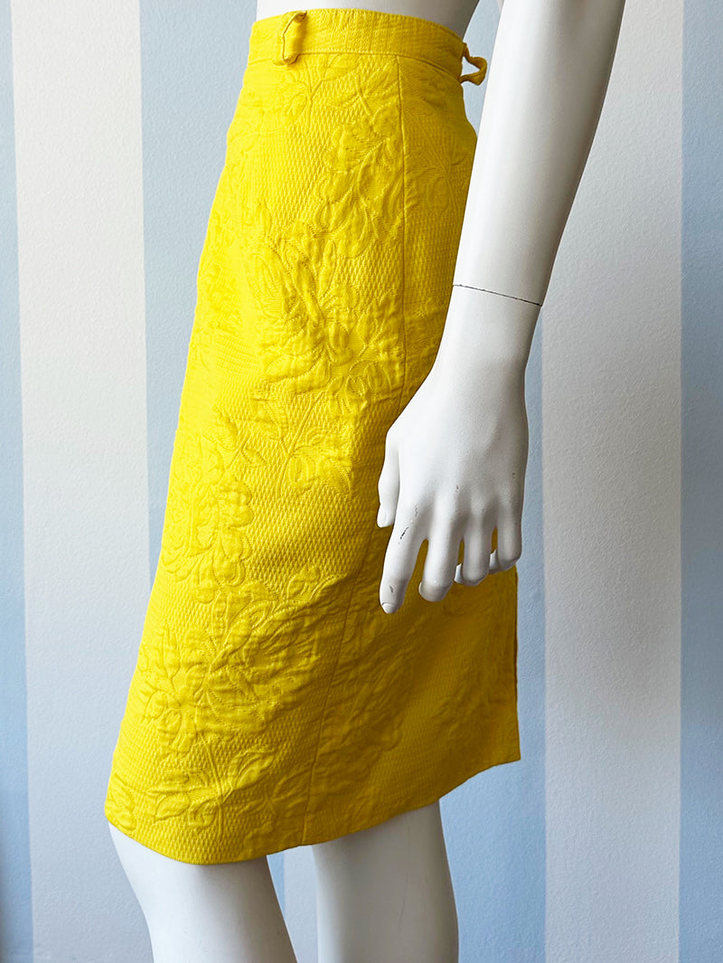 Gele jacquard kokerrok