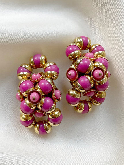Roze/gouden clip oorbellen