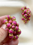 Roze/gouden clip oorbellen