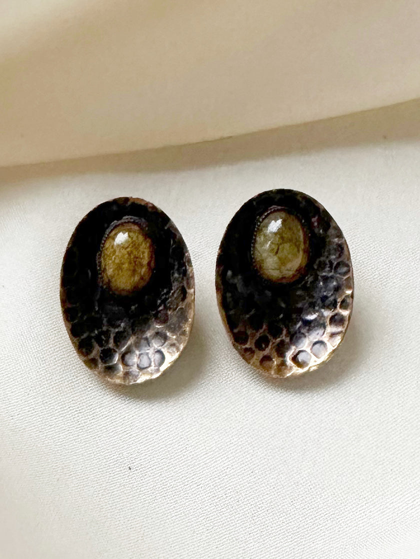 Ovale messing clip oorbellen