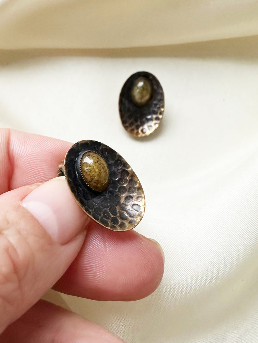 Ovale messing clip oorbellen