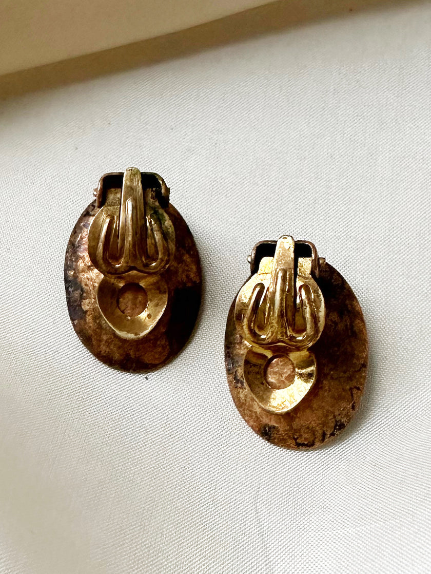 Ovale messing clip oorbellen