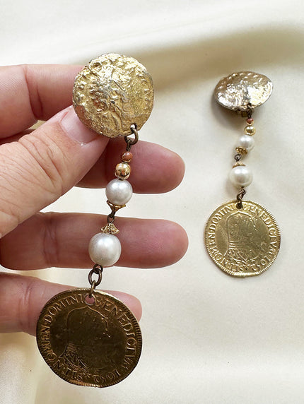 Gouden statement clip oorbellen
