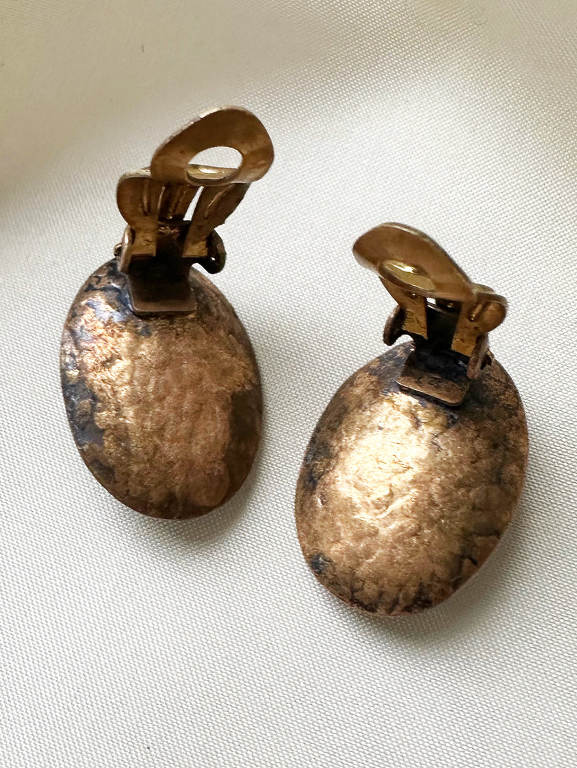 Ovale messing clip oorbellen