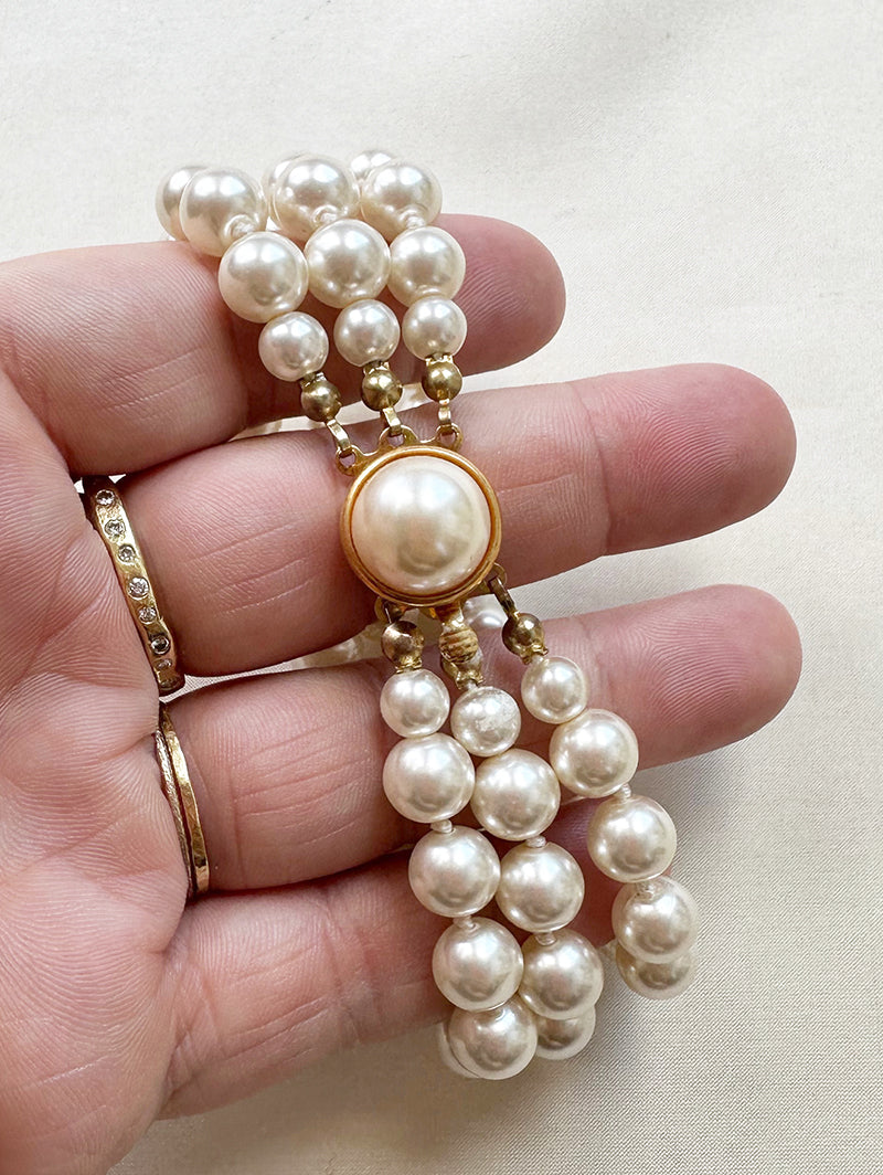 Triple faux parelarmband