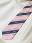 Zalmroze gestreepte designer stropdas