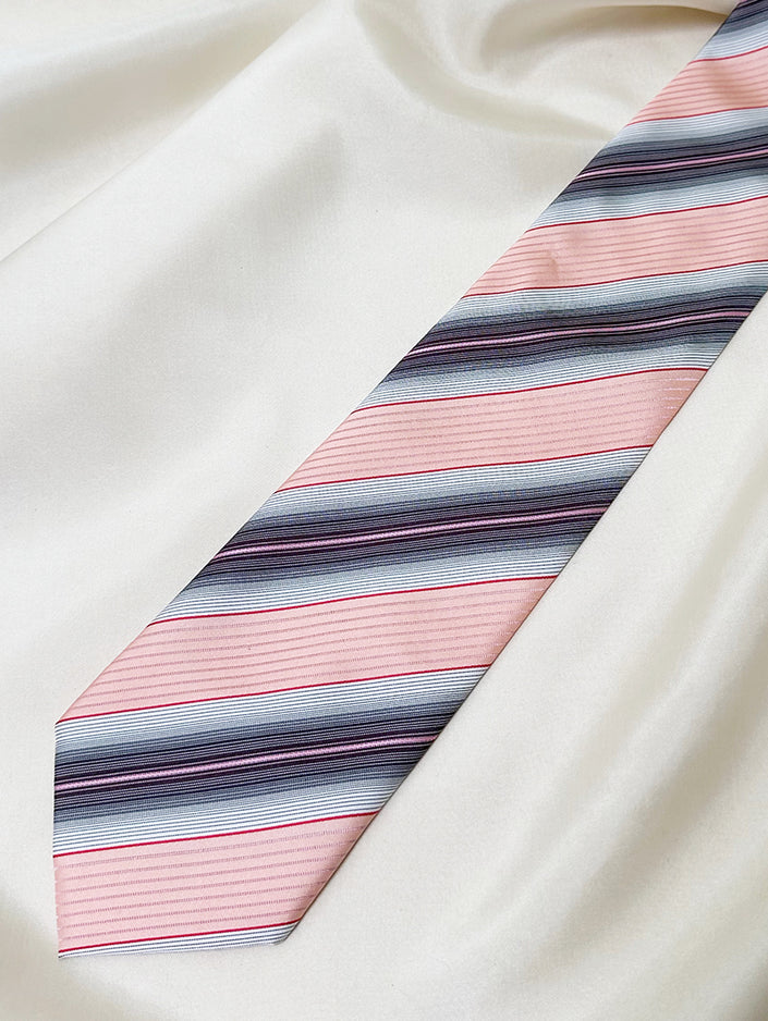 Zalmroze gestreepte designer stropdas