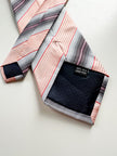 Zalmroze gestreepte designer stropdas