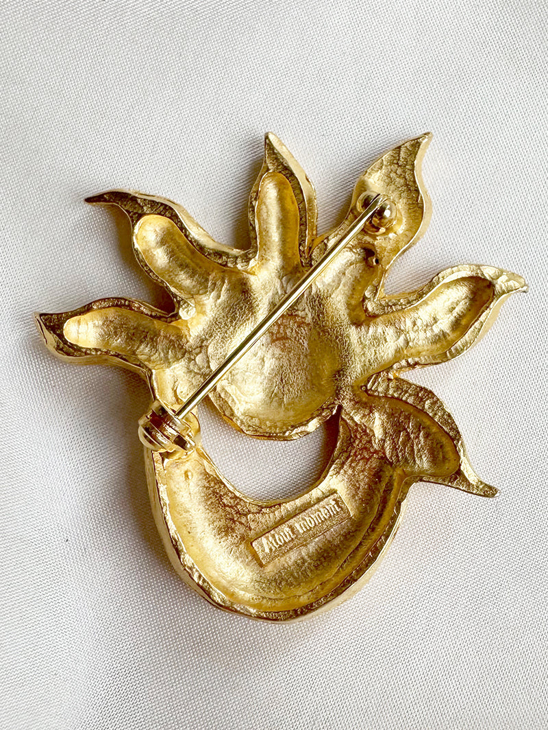 Matgouden vergulde designer broche