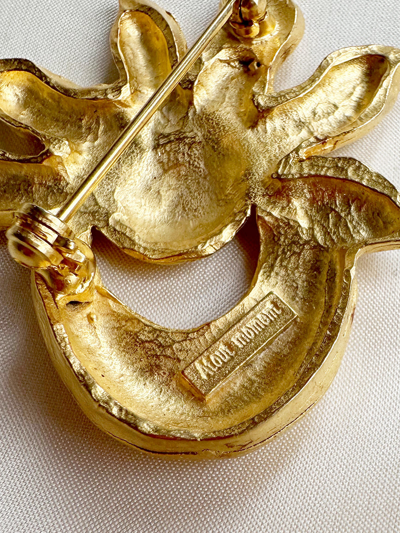 Matgouden vergulde designer broche