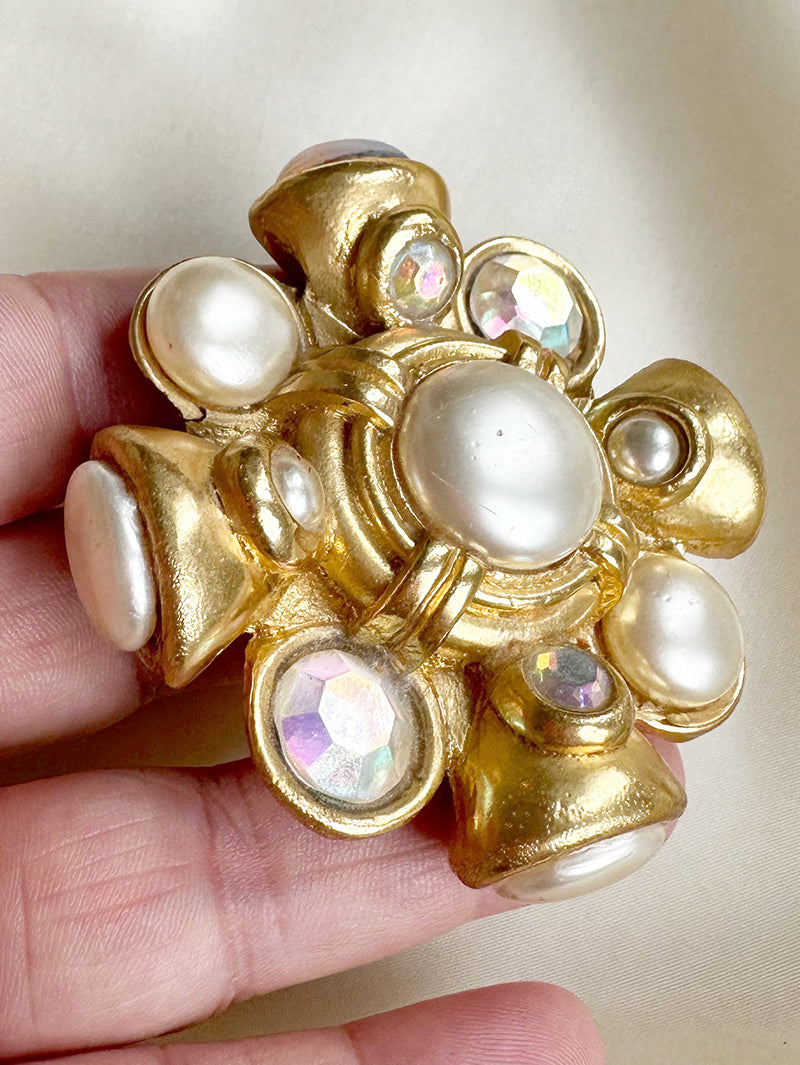 Gouden kruis designer broche