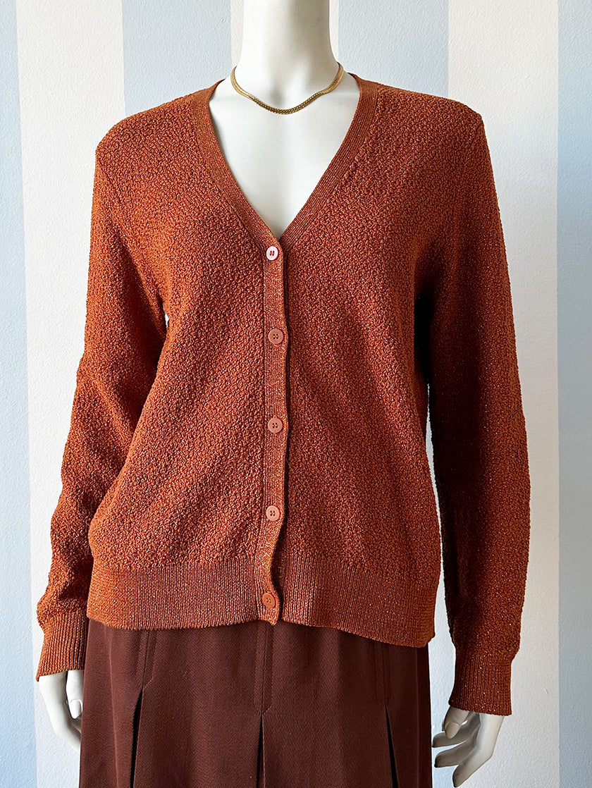 Oranje/bruin vest met lurex