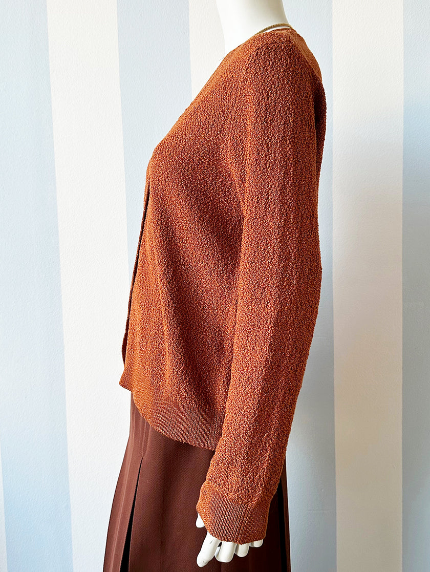 Oranje/bruin vest met lurex