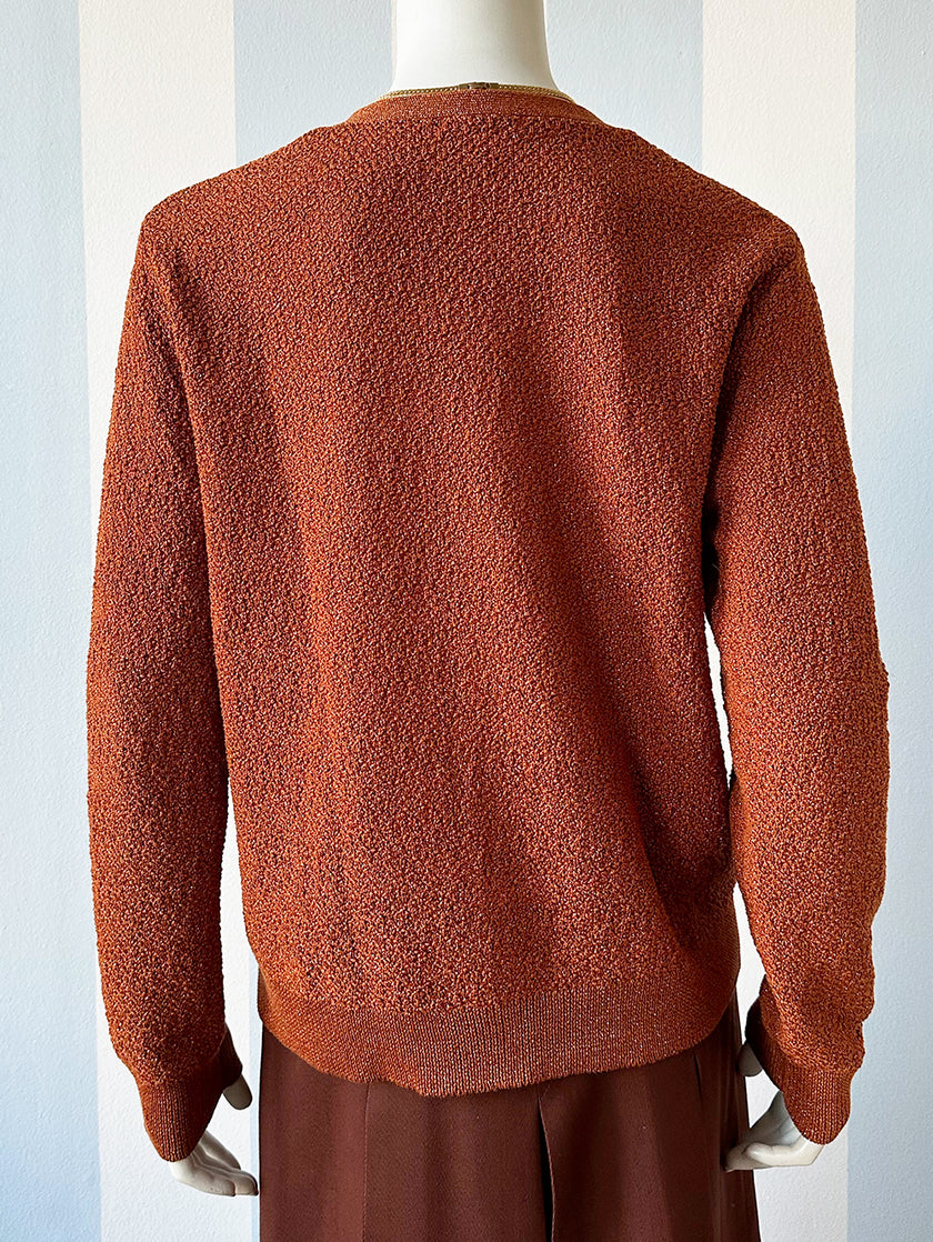 Oranje/bruin vest met lurex