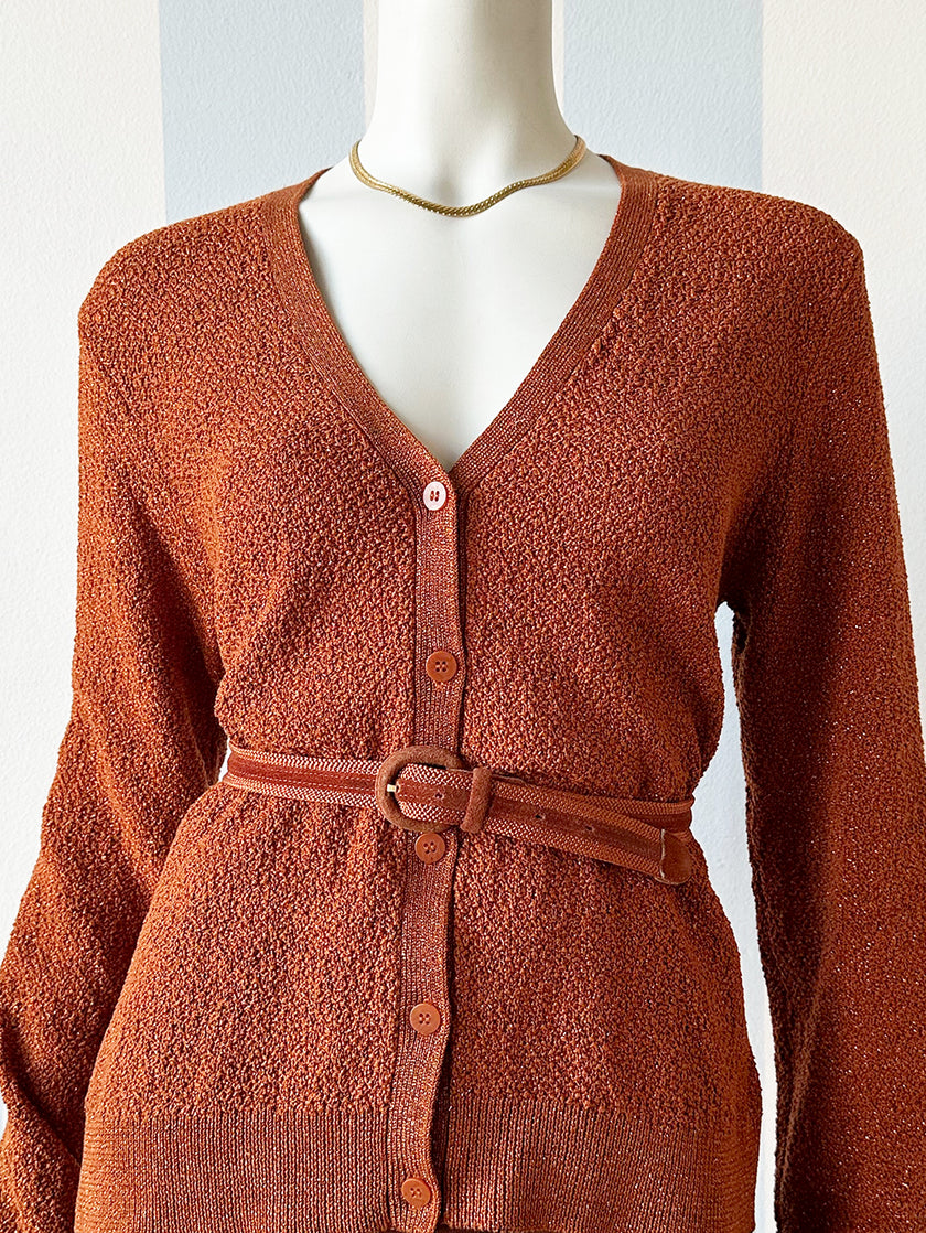 Oranje/bruin vest met lurex