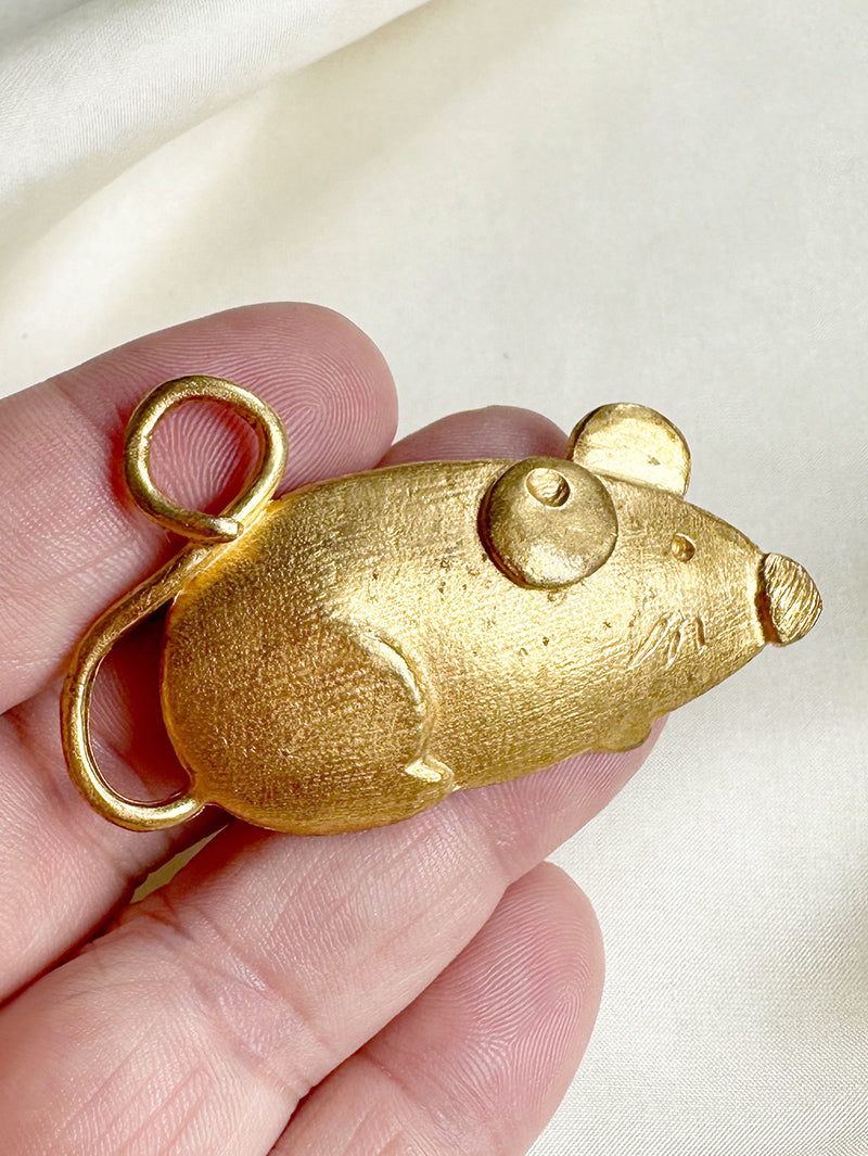 Vergulde muis designer broche