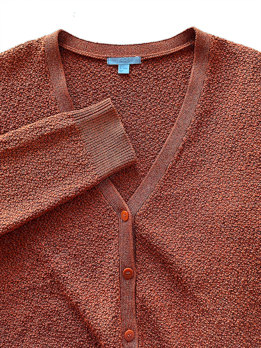 Oranje/bruin vest met lurex