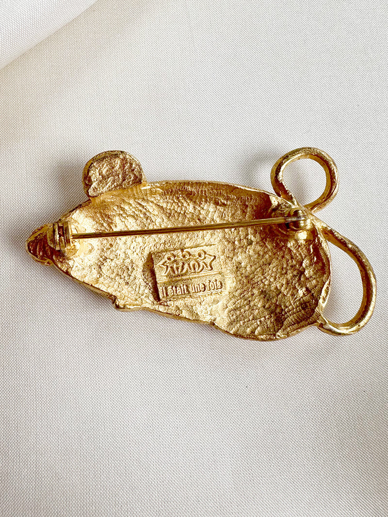 Vergulde muis designer broche